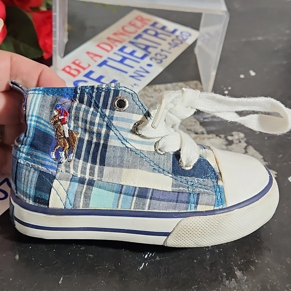 POLO Embroidered Hi Top Sneakers 5 Blue